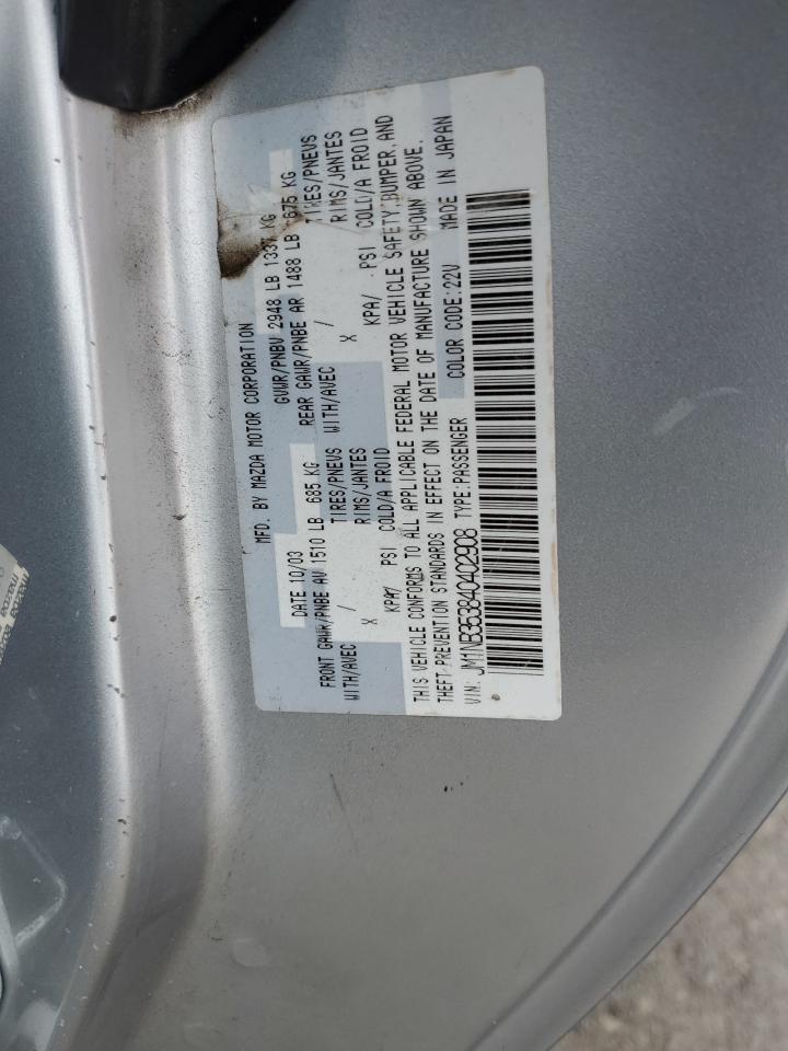 2004 Mazda MX-5 VIN JM1NB353840402908 Copart auction photo, rear end damage thumbnail 12