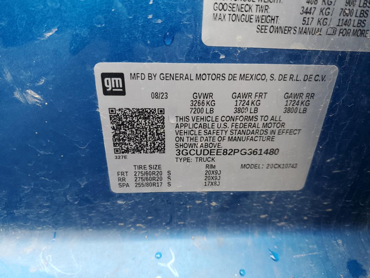 2023 Chevrolet Silverado VIN 3GCUDEE82PG361480 Copart auction photo, rollover damage thumbnail 12