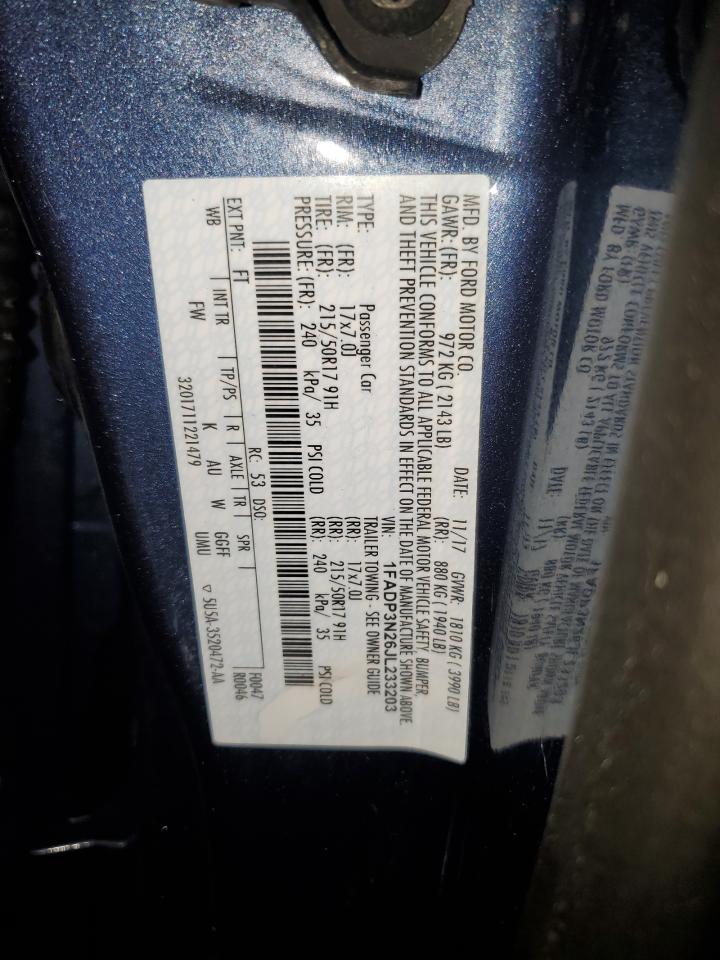 2018 Ford Focus VIN 1FADP3N26JL233203 Copart auction photo, front end damage thumbnail 12