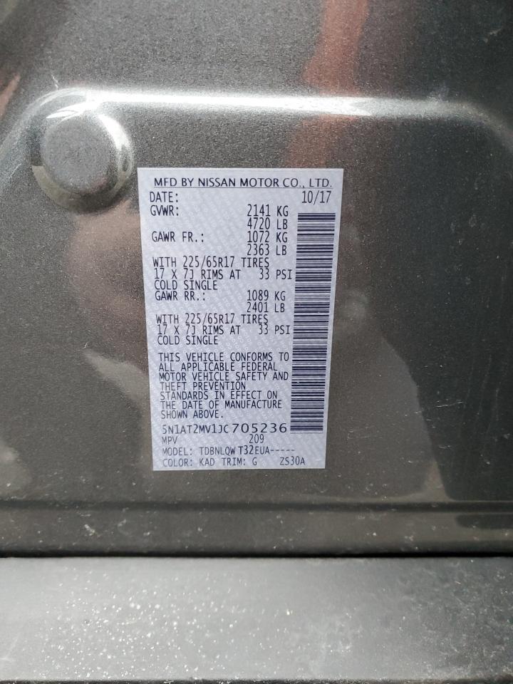 2018 Nissan Rogue VIN 5N1AT2MV1JC705236 Copart auction photo, front end damage thumbnail 16