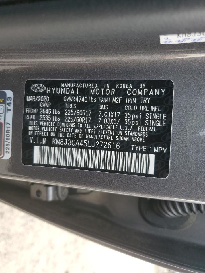 2020 Hyundai Tucson VIN KM8J3CA45LU272616 Copart auction photo, front end / side damage thumbnail 16