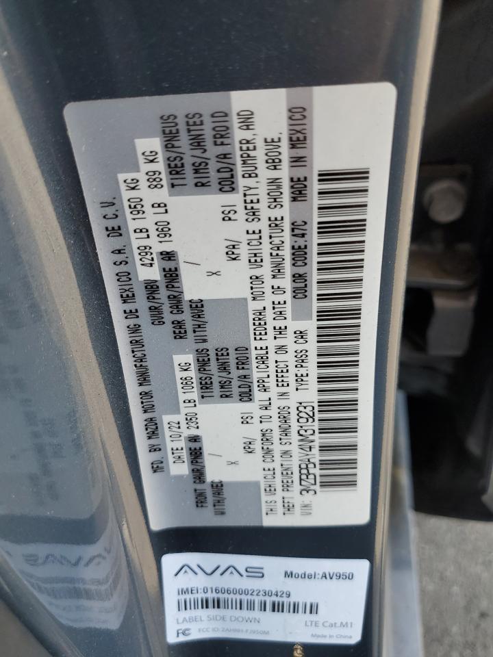 2022 Mazda 3 VIN 3MZBPBAY4NM319231 Copart auction photo, front end damage thumbnail 14