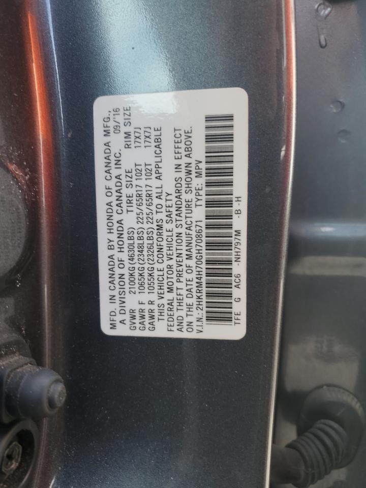 2016 Honda CR-V VIN 2HKRM4H70GH708671 Copart auction photo, front end damage thumbnail 13
