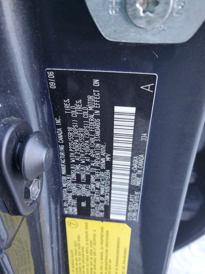 2007 Lexus RX VIN 2T2GK31U97C019394 Copart auction photo, all over damage thumbnail 13