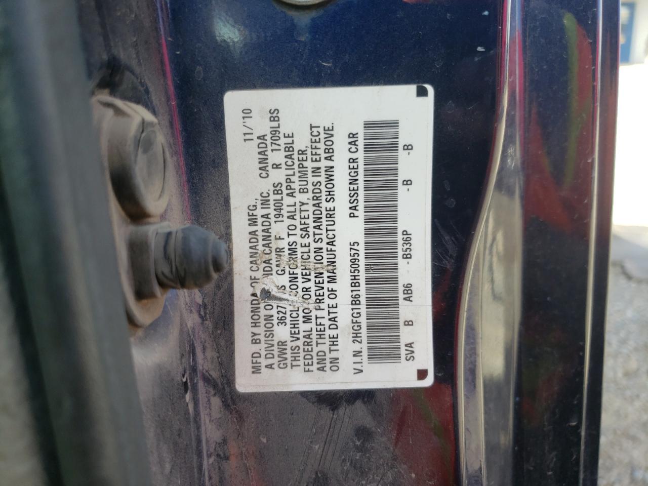 2011 Honda Civic VIN 2HGFG1B61BH509575 Copart auction photo, rear end / minor dent/scratches damage thumbnail 14