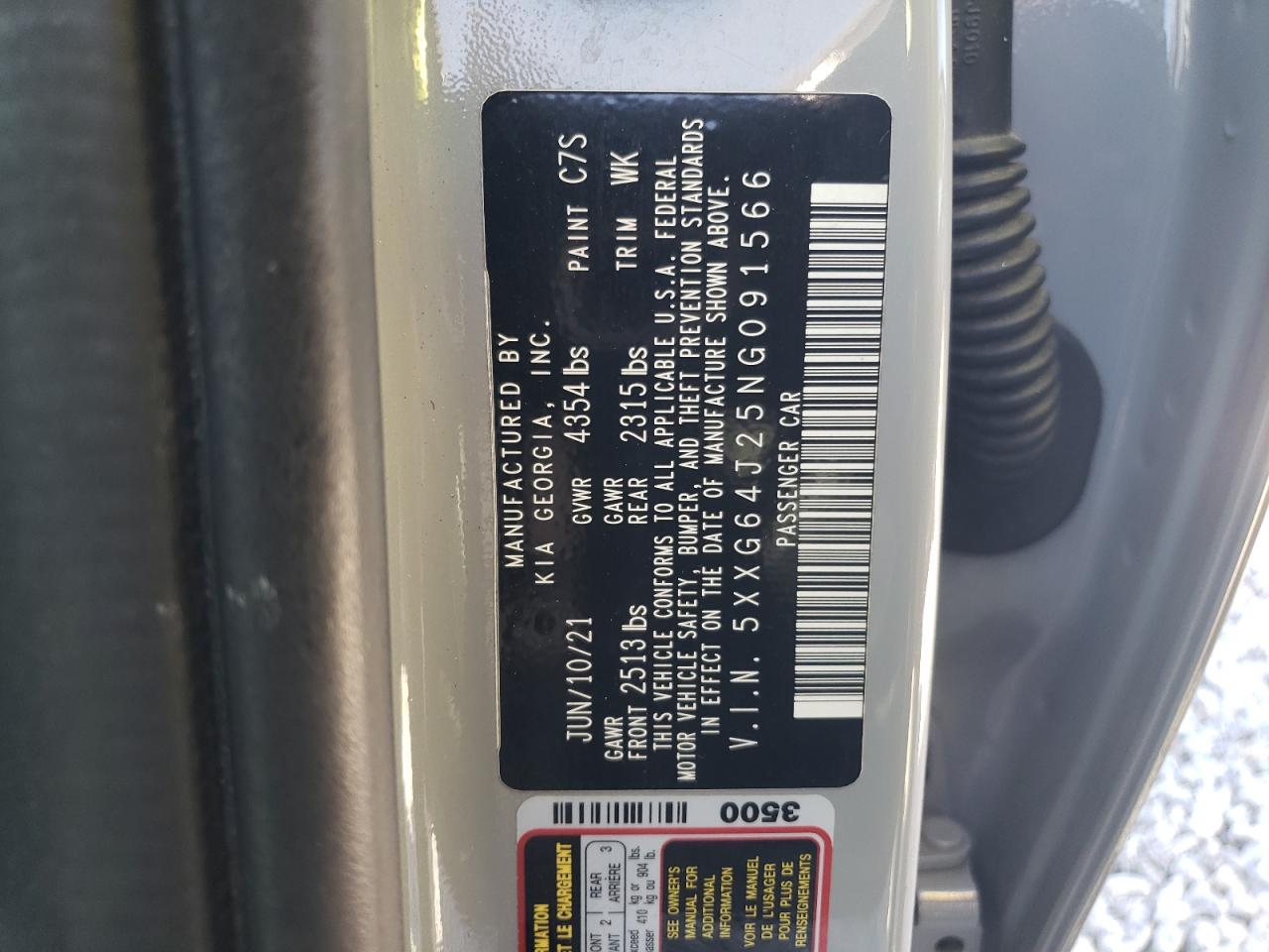 2022 KIA K5 VIN 5XXG64J25NG091566 Copart auction photo, front end / side damage thumbnail 12