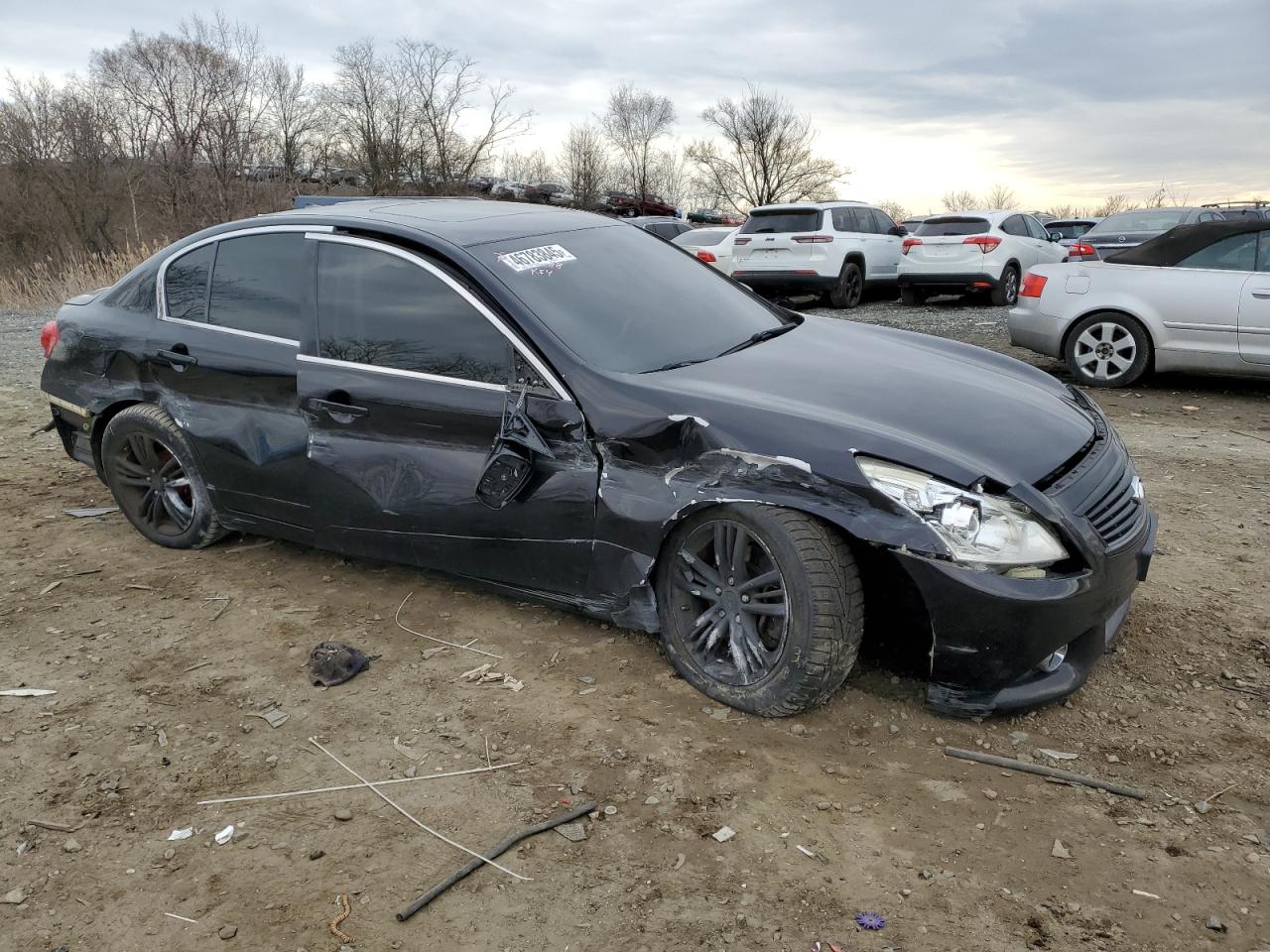 2013 Infiniti G VIN JN1CV6AR3DM758320 Copart auction photo, side / undercarriage damage thumbnail 4