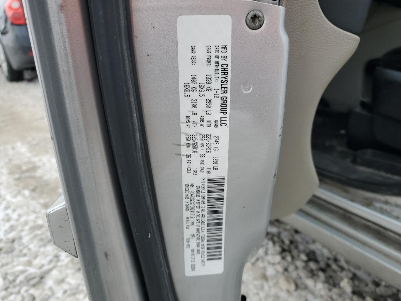 2012 Dodge Caravan VIN 2C4RDGCG7CR241710 Copart auction photo, front end damage thumbnail 13