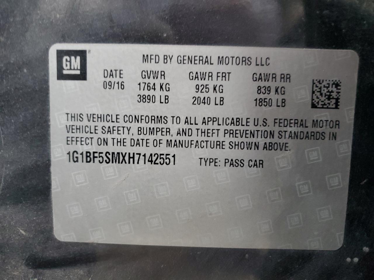 2017 Chevrolet Cruze VIN 1G1BF5SMXH7142551 Copart auction photo, front end damage thumbnail 12
