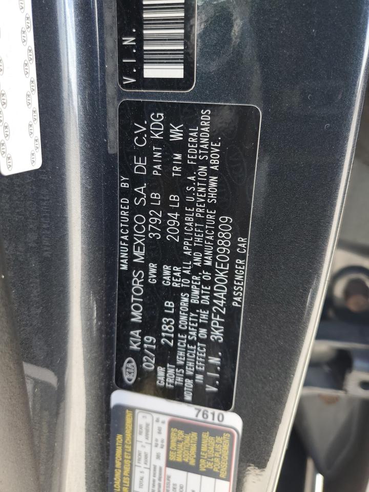 2019 KIA Forte VIN 3KPF24AD0KE098809 Copart auction photo, rear end / front end damage thumbnail 14