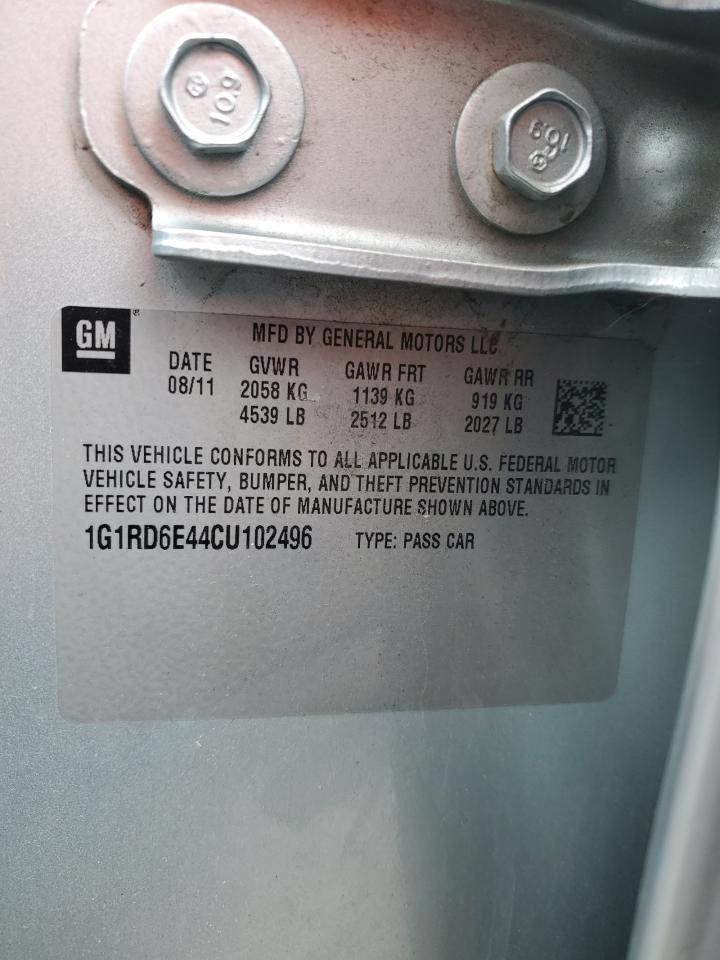2012 Chevrolet Volt VIN 1G1RD6E44CU102496 Copart auction photo, mechanical damage thumbnail 12