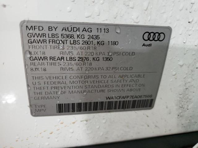 2014 Audi Q5 VIN WA1CFAFP7EA067566 Copart auction photo, rear end damage thumbnail 12