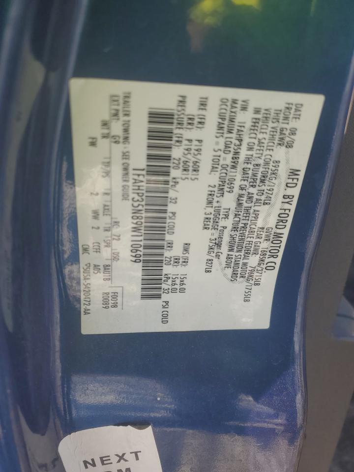 2009 Ford Focus VIN 1FAHP35N89W110699 Copart auction photo, front end damage thumbnail 12