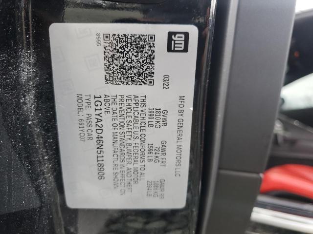 2022 Chevrolet Corvette VIN 1G1YA2D46N5118906 Copart auction photo, side / all over damage thumbnail 12