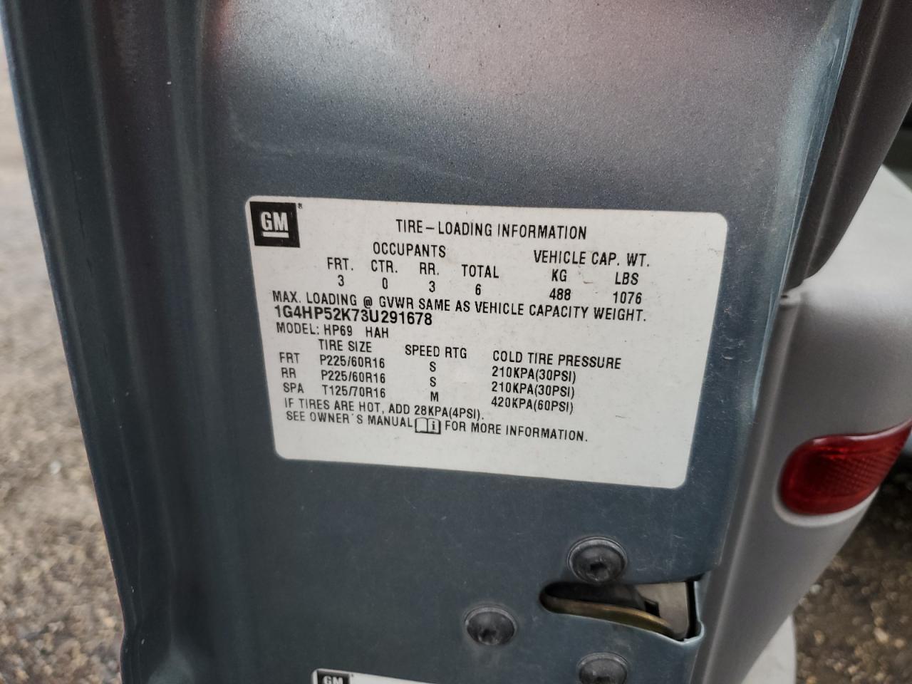 2003 Buick LeSabre VIN 1G4HP52K73U291678 Copart auction photo, front end damage thumbnail 15