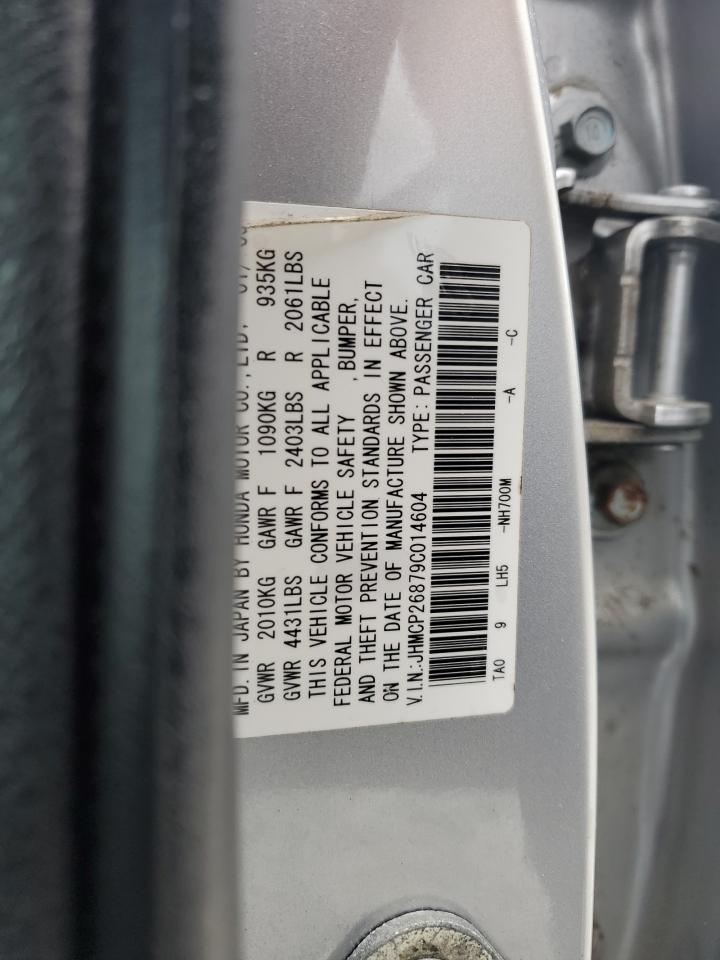 2009 Honda Accord VIN JHMCP26879C014604 Copart auction photo, front end damage thumbnail 12