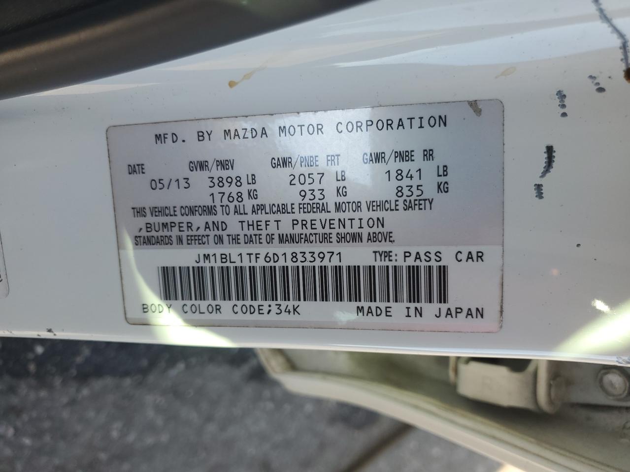 2013 Mazda 3 VIN JM1BL1TF6D1833971 Copart auction photo, rear end / side damage thumbnail 12