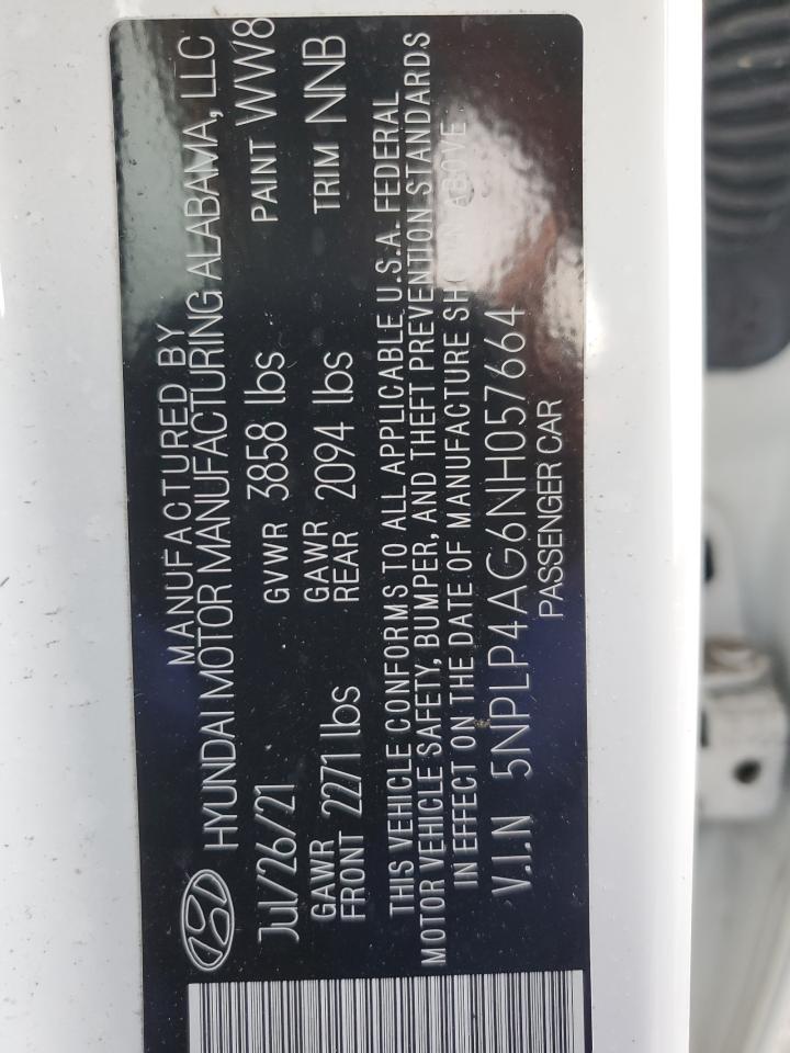 2022 Hyundai Elantra VIN 5NPLP4AG6NH057664 Copart auction photo, hail damage thumbnail 12