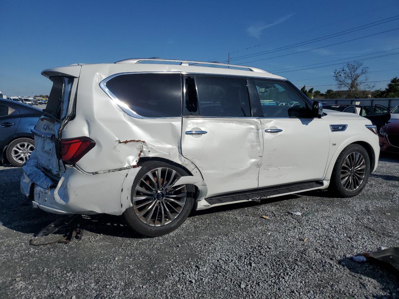 2019 Infiniti QX80 VIN JN8AZ2NF0K9684540 Copart auction photo, rear end / side damage thumbnail 3