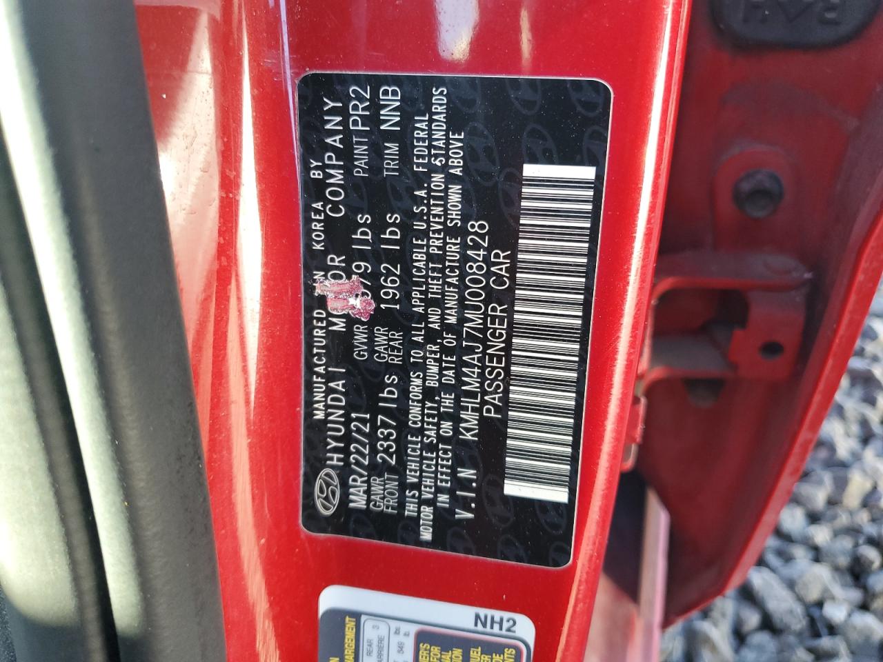 2021 Hyundai Elantra VIN KMHLM4AJ7MU008428 Copart auction photo, front end / rear end damage thumbnail 12