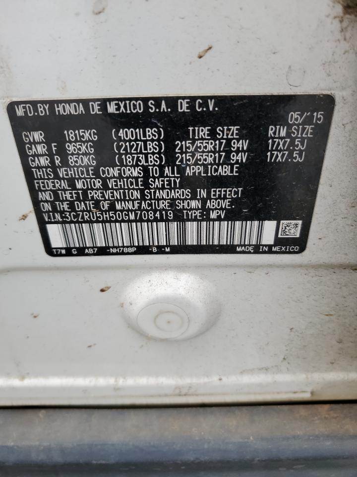 2016 Honda HR-V VIN 3CZRU5H50GM708419 Copart auction photo, front end damage thumbnail 13
