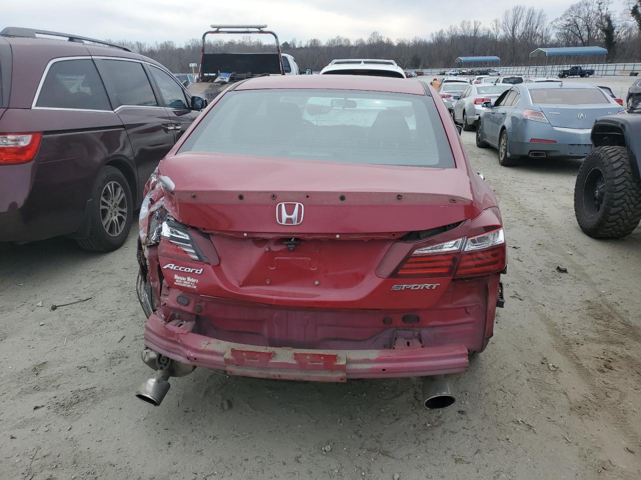 2017 Honda Accord VIN 1HGCR2E58HA245008 Copart auction photo, rear end damage thumbnail 6