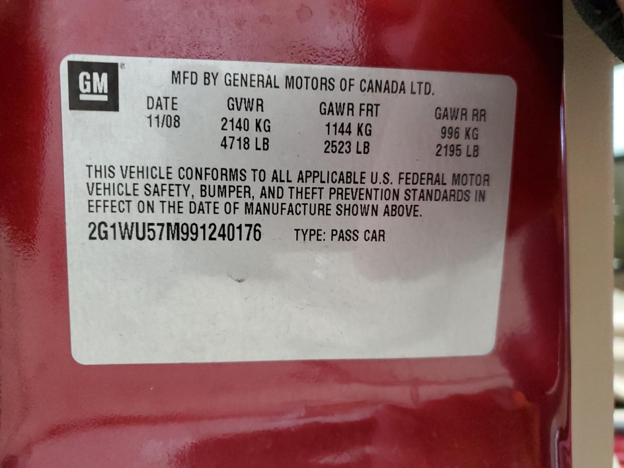 2009 Chevrolet Impala VIN 2G1WU57M991240176 Copart auction photo, rear end damage thumbnail 12