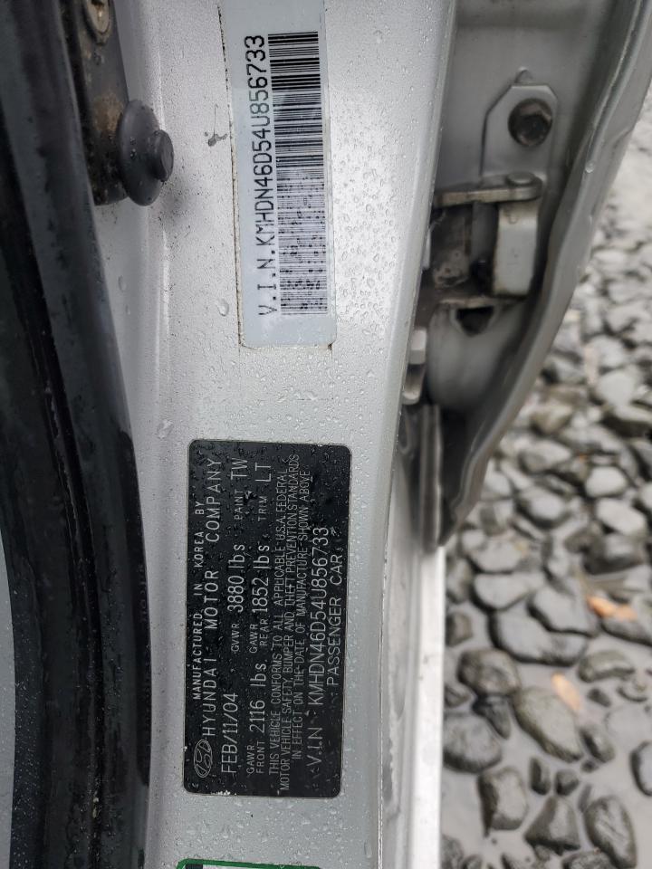 2004 Hyundai Elantra VIN KMHDN46D54U856733 Copart auction photo, rear end damage thumbnail 13
