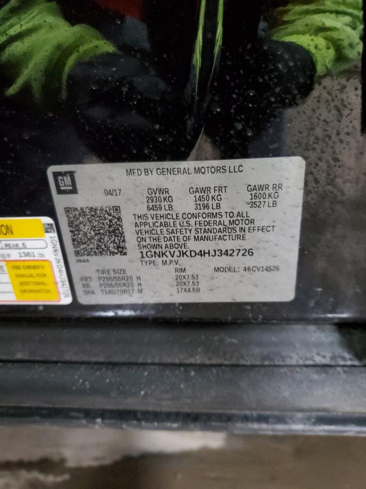2017 Chevrolet Traverse VIN 1GNKVJKD4HJ342726 Copart auction photo, front end damage thumbnail 13