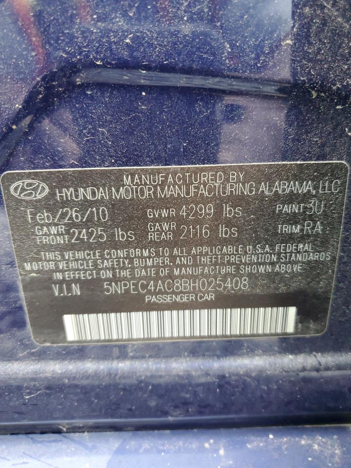 2011 Hyundai Sonata VIN 5NPEC4AC8BH025408 Copart auction photo, front end damage thumbnail 12
