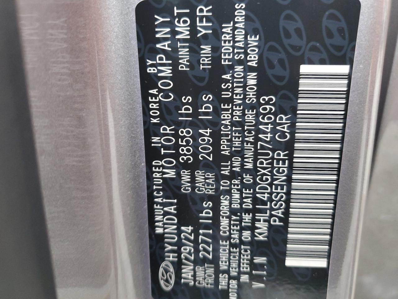 2024 Hyundai Elantra VIN KMHLL4DGXRU744693 Copart auction photo, rear end damage thumbnail 15