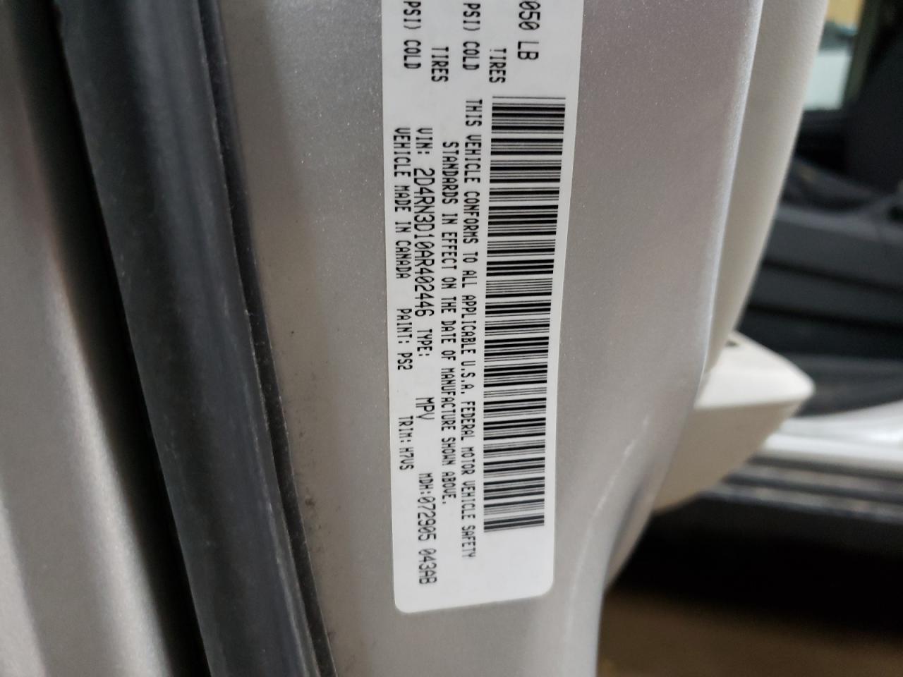 2010 Dodge Caravan VIN 2D4RN3D10AR402446 Copart auction photo, front end / side damage thumbnail 13