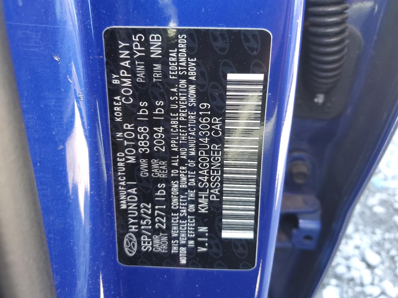 2023 Hyundai Elantra VIN KMHLS4AG0PU430619 Copart auction photo, rear end damage thumbnail 14