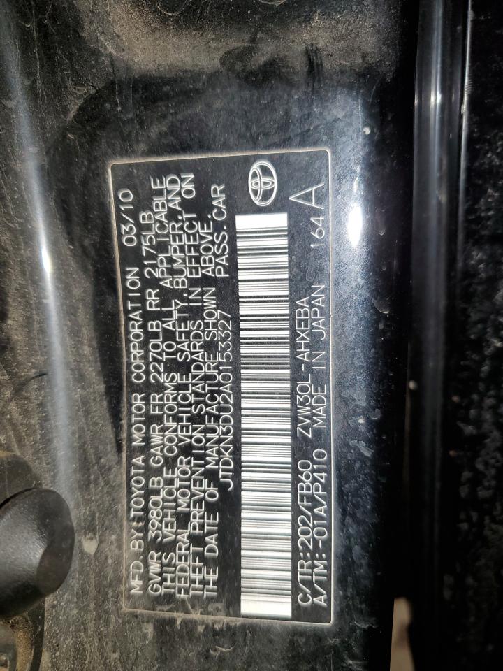 2010 Toyota Prius VIN JTDKN3DU2A0153327 Copart auction photo, front end damage thumbnail 12