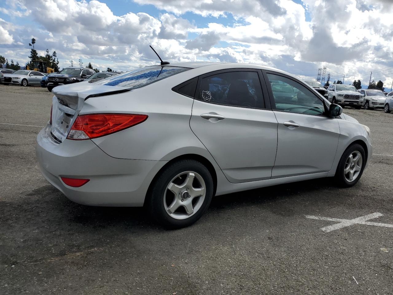 2013 Hyundai Accent VIN KMHCT4AE7DU286428 Copart auction photo, rear end damage thumbnail 3