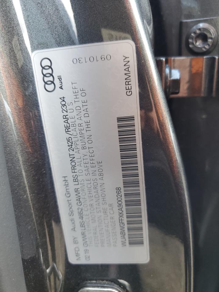 2019 Audi RS3 VIN WUABWGFFXKA900268 Copart auction photo, side / rear end damage thumbnail 13
