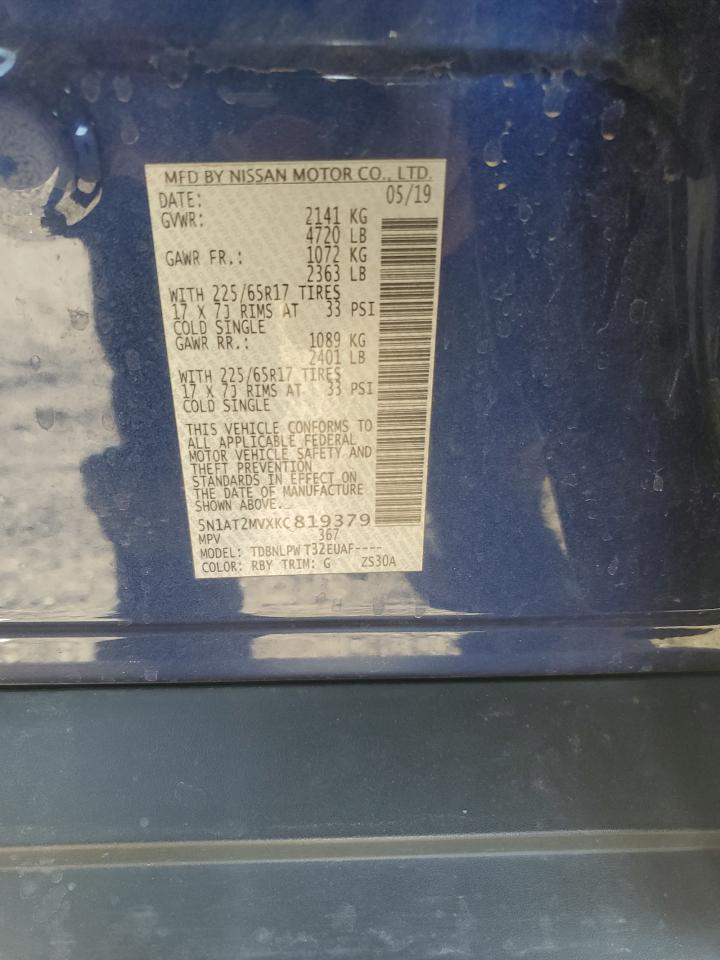 2019 Nissan Rogue VIN 5N1AT2MVXKC819379 Copart auction photo, rear end damage thumbnail 13