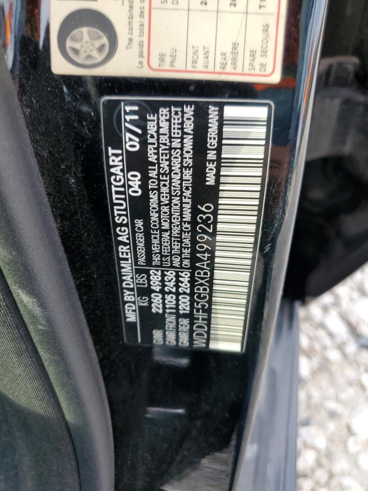 2011 Mercedes-Benz E-klasse VIN WDDHF5GBXBA499236 Copart auction photo, front end / rear end damage thumbnail 12