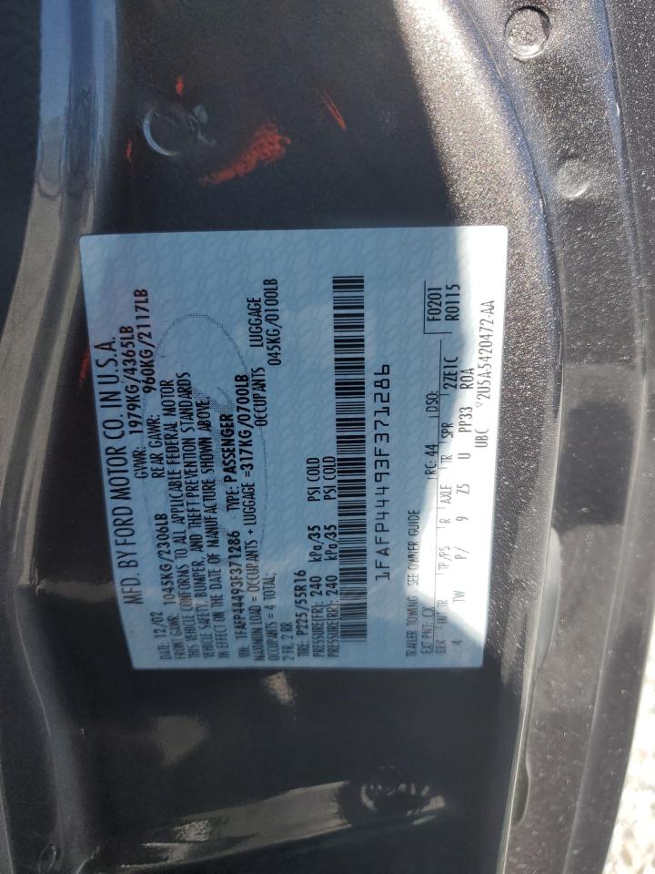 2003 Ford Mustang VIN 1FAFP44493F371286 Copart auction photo, rear end damage thumbnail 15