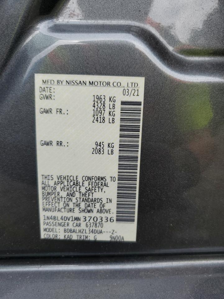 2021 Nissan Altima VIN 1N4BL4DV1MN370336 Copart auction photo, front end damage thumbnail 13