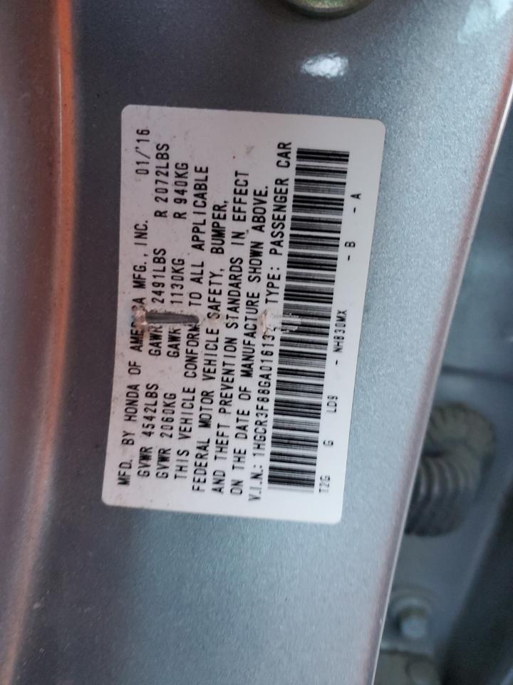 2016 Honda Accord VIN 1HGCR3F88GA016132 Copart auction photo, front end damage thumbnail 13
