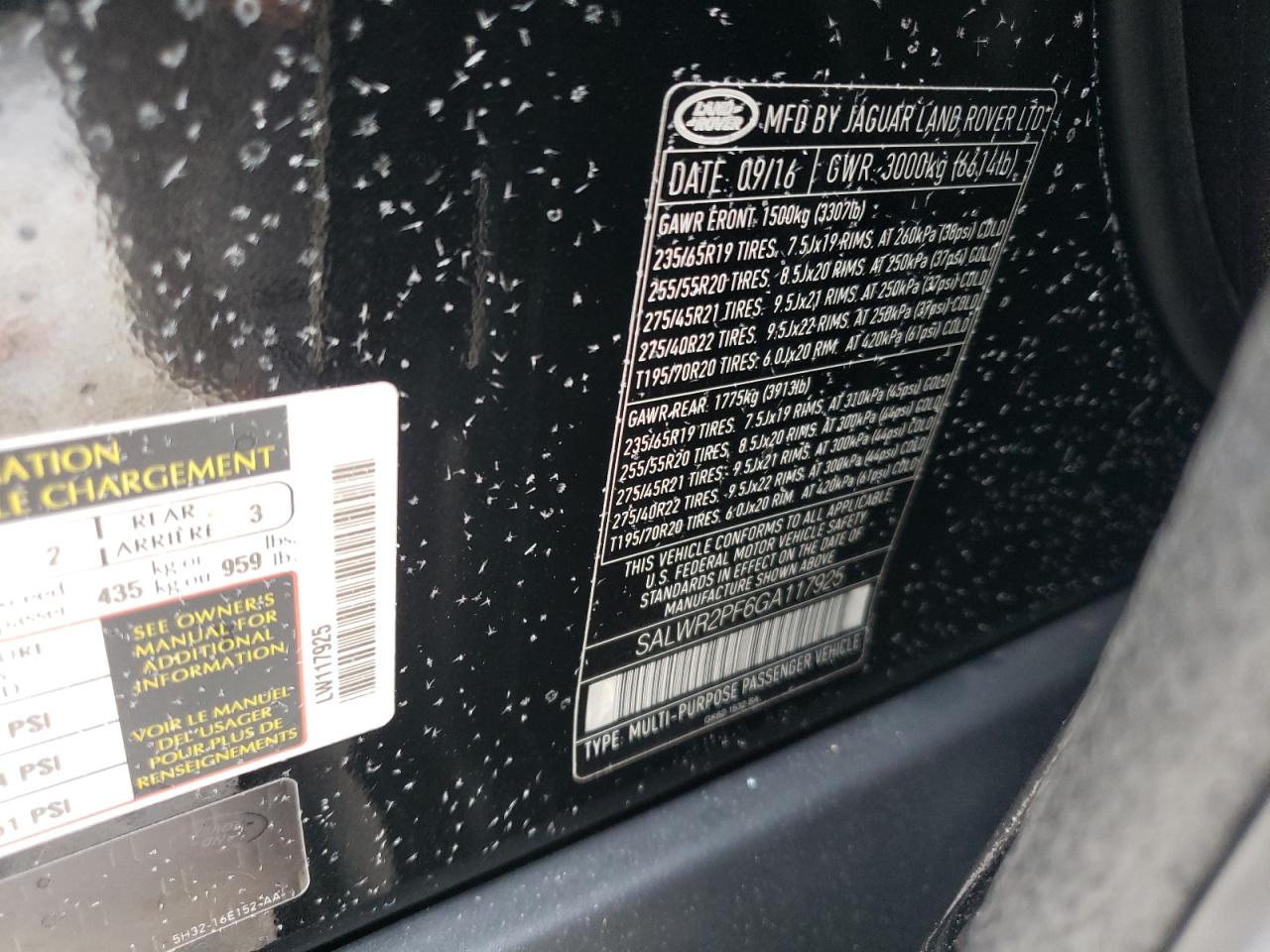 2016 Land Rover Range Rover VIN SALWR2PF6GA117925 Copart auction photo, mechanical damage thumbnail 12
