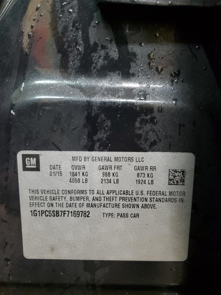 2015 Chevrolet Cruze VIN 1G1PC5SB7F7169782 Copart auction photo, front end / rear end damage thumbnail 13