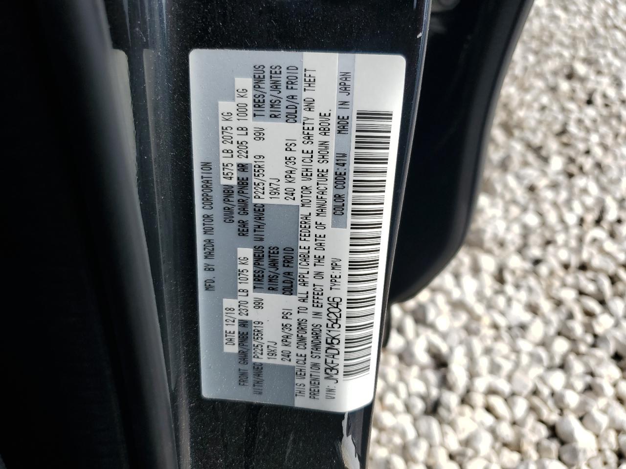 2019 Mazda CX-5 VIN JM3KFADM5K1542046 Copart auction photo, side damage thumbnail 13
