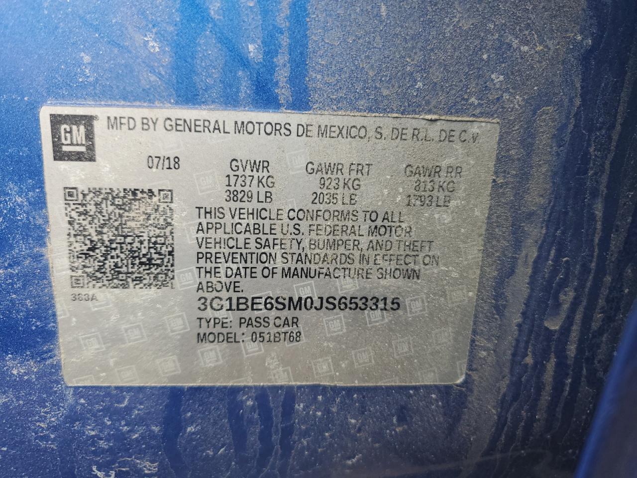2018 Chevrolet Cruze VIN 3G1BE6SM0JS653315 Copart auction photo, front end damage thumbnail 14