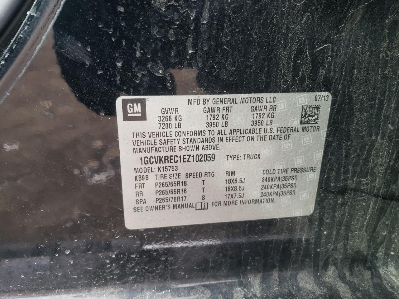 2014 Chevrolet Silverado VIN 1GCVKREC1EZ102059 Copart auction photo, all over / undercarriage damage thumbnail 13