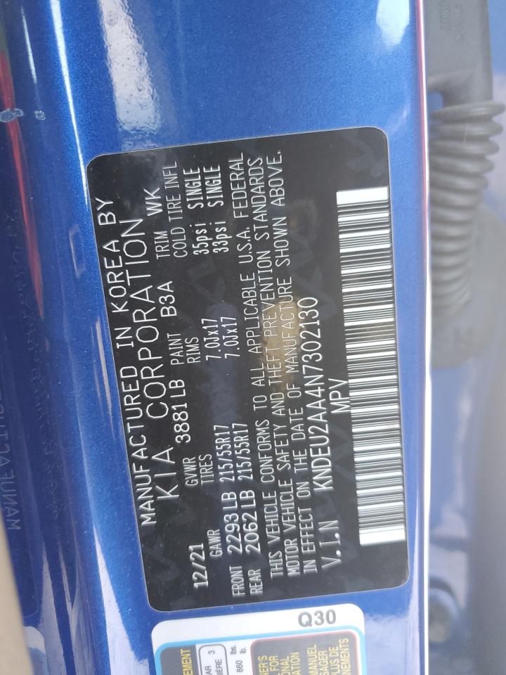2022 KIA Seltos VIN KNDEU2AA4N7302130 Copart auction photo, rear end damage thumbnail 14