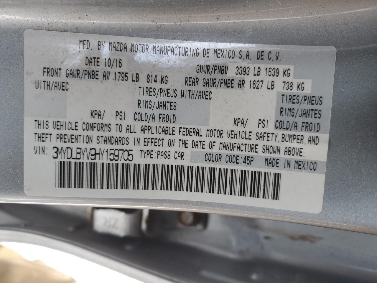 2017 Toyota Yaris VIN 3MYDLBYV9HY159705 Copart auction photo, side damage thumbnail 14