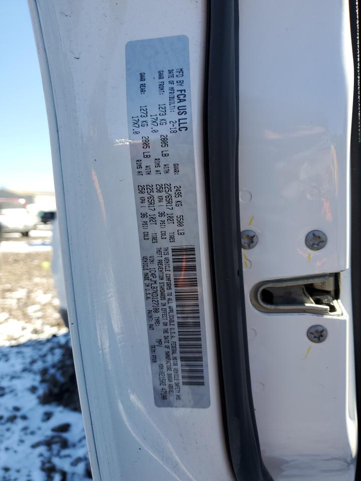 2019 Jeep Grand Cherokee VIN 1C4PJMLB7KD127100 Copart auction photo, rear end / side damage thumbnail 14