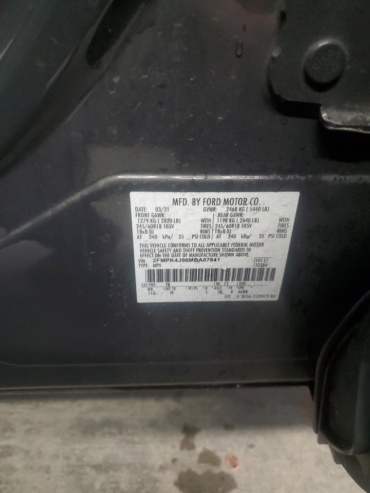 2021 Ford Edge VIN 2FMPK4J96MBA07841 Copart auction photo, rear end / minor dent/scratches damage thumbnail 13